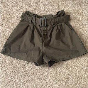High Waist Shorts with Scrunch Waist and Belt